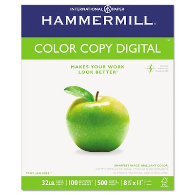 Hammermill 10263-0 PREMIUM COLOR COPY PAPER, 100 BRIGHT, 32LB, LETTER,  PHOTO WHITE (500-Sheets/Ream)
