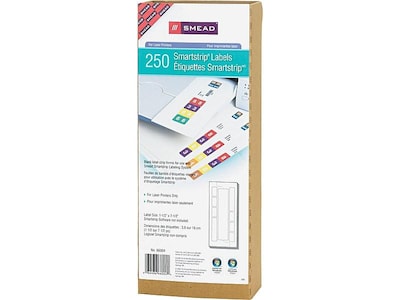 Smead Smartstrip Laser File Folder Labels, 1 1/2 x 7 1/2, Bright White, 250/Pack (66004)