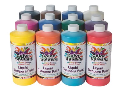 Color Splash Washable Tempera Paints, Assorted, 32 oz., 12/Pack (LT5)