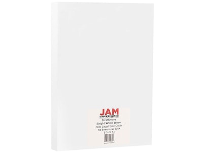 JAM Paper 80 lb. Cardstock Paper, 8.5 x 11, White Glossy, 50