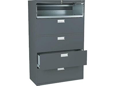 HON Brigade 600 Series 5-Drawer Lateral File Cabinet, Locking, Charcoal,  Letter/Legal, 42"W (H695.L. | Quill.com