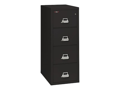 FireKing Classic 4-Drawer Vertical File Cabinet, Fire Resistant, Letter, Black, 31.56"D  (4-1831-CBL)