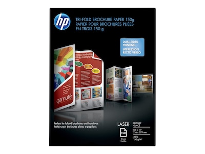 HP Enhanced Glossy Tri-Fold Business Paper, 8.5 x 11, 150 Sheet/Pack (Q6612A)