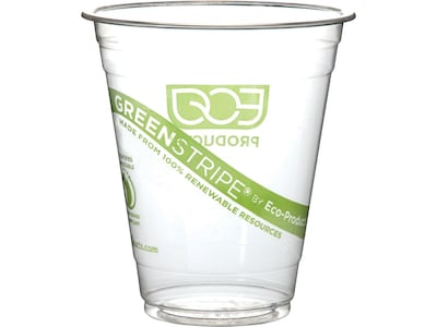 Eco-Products GreenStripe Cold Cups, 12 Oz., Transparent/Green, 50/Pack (EP-CC12-GS)