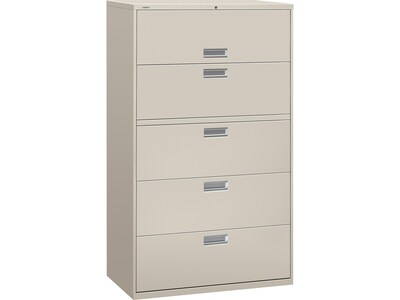 HON Brigade 600 Series 5-Drawer Lateral File Cabinet, Locking, Letter/Legal, Gray, 42W (H695.L.Q)