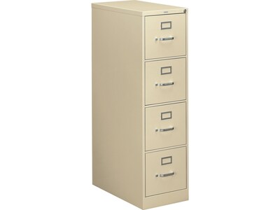 HON 310 Series 4-Drawer Vertical File Cabinet, Letter Size, Lockable, 52H x 15W x 26.5D, Putty  (
