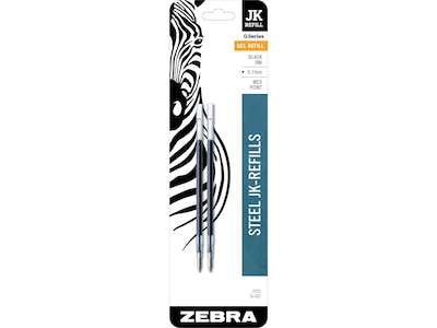 Zebra JK-Refill Gel-Ink Pen Refill, Medium Point, Black Ink, 2 Pack (88112)