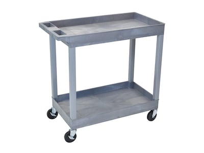 Luxor 2-Shelf Mixed Materials Mobile Utility Cart with Lockable Wheels, Gray (EC11-G)