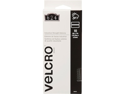 Velcro® Brand Industrial Strength Extreme 1 x 4 Hook & Loop Fastener Strips, Titanium, 10/Pack (90