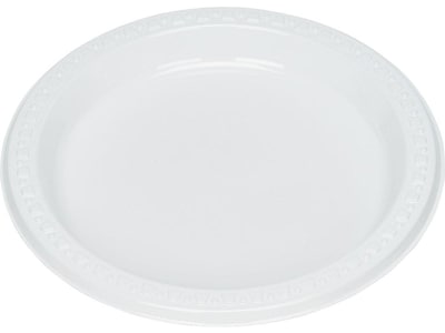 Table Mate Plastic Plates, White, 125/Pack (TBL-7644)