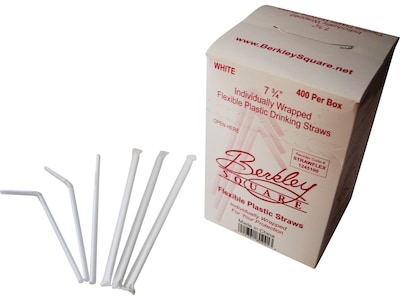 Berkley Square Polypropylene Straws 7.75", White, 400/Box (1245100)