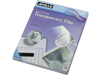 Apollo Laser Printer Transparency Film, 8.5 x 11, 50/Pack (CG7060)