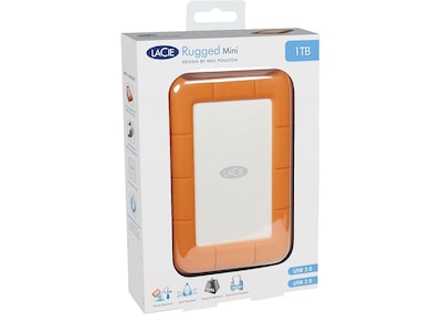 LaCie Rugged Mini 2TB USB 3.0 External Hard Drive, Orange/Silver  (LAC9000298) | Quill.com