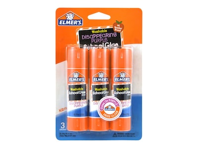 Elmers School Jumbo Washable Glue Sticks, 0.77 oz., Purple, 3/Pack (E562)