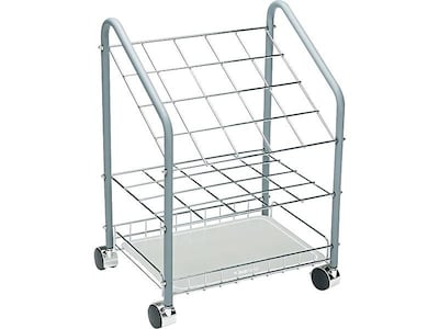 Safco Wire Mobile File Cart with Lockable Wheels, Gray (3091) | Quill.com