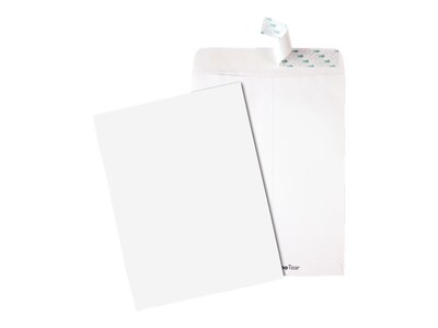 Quality Park Tyvek Tech-No-Tear Redi-Strip Catalog Envelopes, 9" x 12", White, 100/Box (QUA77390)