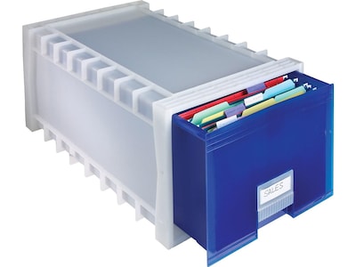 Storex Stackable Storage Drawer, Blue/White (61104U01C)