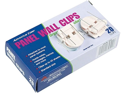 Advantus Wall Panel Cubicle Clips, White, 20/Box (75301) | Quill.com