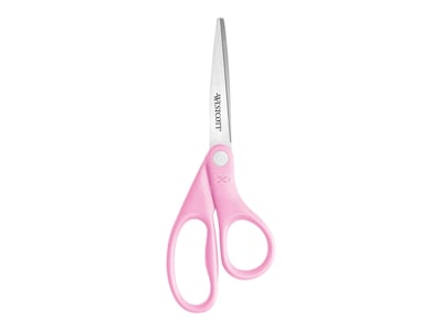 Westcott All Purpose Pink Ribbon 8 Stainless Steel Scissors, Pointed Tip, Pink (15387)