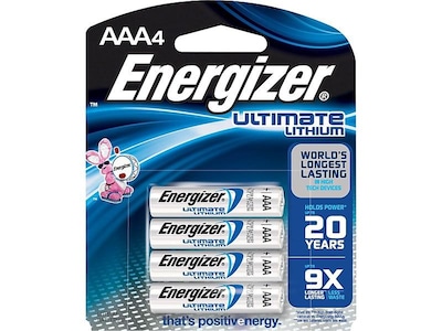 Energizer Ultimate Lithium Battery, AAA, 4 Pack (L92BP/SBP-4) | Quill.com