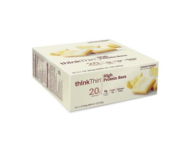 thinkThin Gluten Free Lemon Delight White Chocolate Protein Bar, 10 Bars/Box (209-02479)