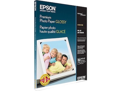 Epson Premium Glossy Photo Paper, 8.5" x 11", 50 Sheets/Pack (S041667)