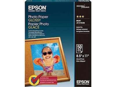 Epson Glossy Photo Paper, 8.5 x 11, 50 Sheets/Pack (S041649)