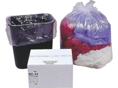 13 Gallon Garbage Bags, Drawstring :Clear, 1 mil, 24x31, 250 Bags.