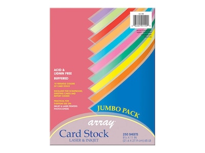 Pacon Array 65 lb. Cardstock Paper, 8.5 x 11, Assorted Colors