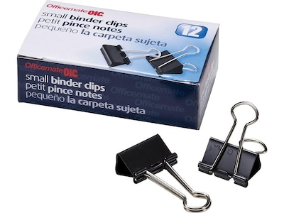 OfficeMate Binder Clips, Small, Black, 12/Box (99020)