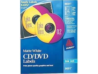Avery Inkjet Media Labels, Matte White, 100/Box (8691)