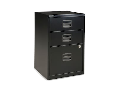 Bisley 3-Drawer Vertical File Cabinet, Locking, Letter, Black, 15.75D (FILE3-BK DISP)