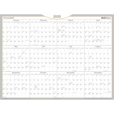 2020 AT-A-GLANCE 24 x 18 WallMates Self-Adhesive Dry-Erase Yearly Calendar (AW5060-28-20)