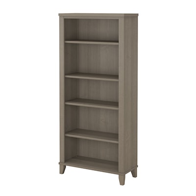 Bush Furniture Somerset 65.2H 5-Shelf Bookcase with Adjustable Shelves, Ash Gray Laminated Wood (WC