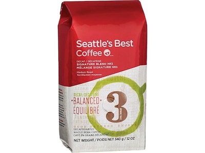 Seattles Best Coffee Signature Blend No.3 Decaf Whole Bean Coffee, Medium Roast, 12 oz. (11008565)