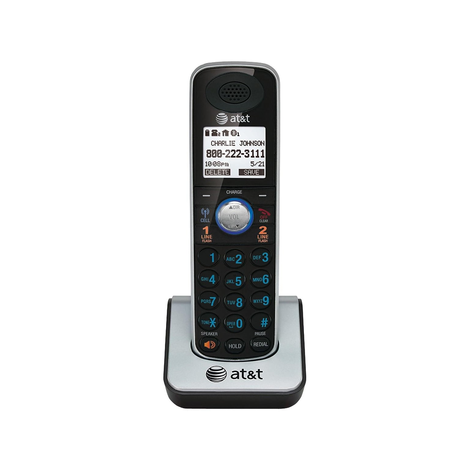 AT&T TL86009 2-Line Cordless Expansion Phone for TL86109, Silver/Black