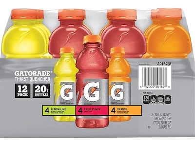 Gatorade Thirst Quencher Assorted Flavor Liquid Sports Drink, 20 Fl. oz, 12/Carton (QUA20162)