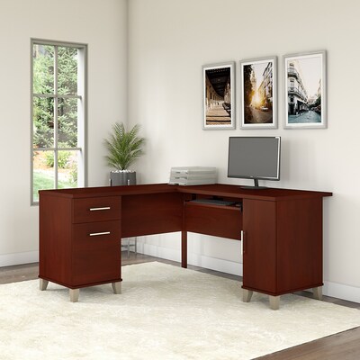 Bush Furniture Somerset 60W L Shaped Desk with Storage, Hansen Cherry (WC81730K)