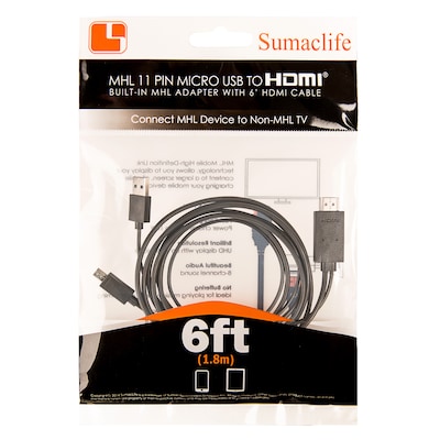 Meander pouch fordøje SumacLife 11 Pins Micro USB to HDMI Build-in MHL Adapter with 6 FT HDMI  Cable | Quill.com