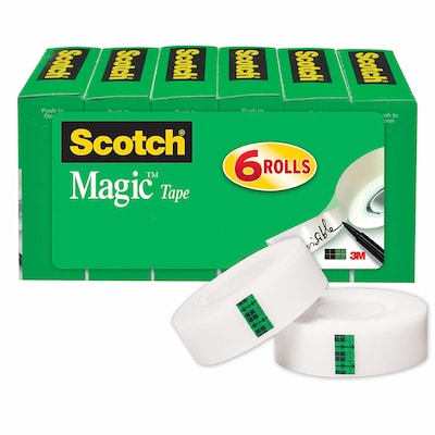 Scotch® Magic™ Tape Refill, Invisible, Write On, Matte Finish, 3/4" x 36  yds., 1" Core, 6 Rolls (810 | Quill.com