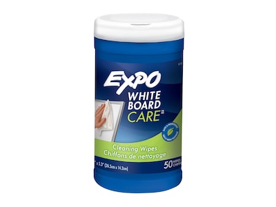 Expo Whiteboard Care Dry Erase Wipes, 5.5 x 10, White, 50/Container (81850)