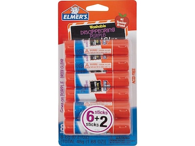 Elmer's School Glue Sticks, 0.21 oz., Purple, 6/Pack (E1591/E1560)