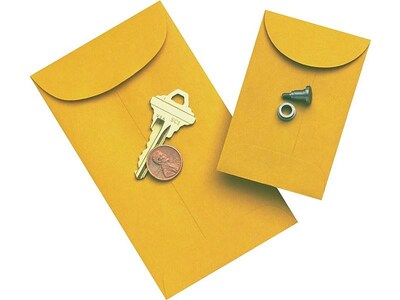 Quality Park Gummed #1 Kraft COIN Mini Envelopes, 2 1/4 x 3 1/2, Kraft, 500/Box (QUA50160)