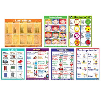 Poster Pals 7-Piece Spanish Essential Classroom Posters Set, 24 x 18, 7/Pack (PSZPS37)