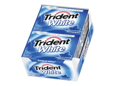 Trident White Sugar Free Peppermint Gum, 12 Pieces/Pack, 9/Packs (AMC67608)