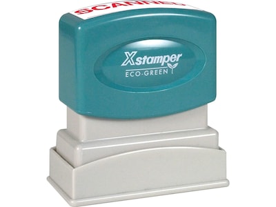 Xstamper ECO-GREEN Pre-Inked Stamp, Scanned, Red Ink (036049)