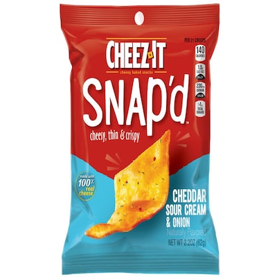 Cheez-it Snap'd Crackers, Cheddar Sour Cream & Onion, 2.2 oz., 6/Carton (KEE11460)