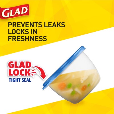 Glad Home Collection Containers & Lids, Deep Dish, Large, Rectangle, 64  Ounce, Plastic Bags