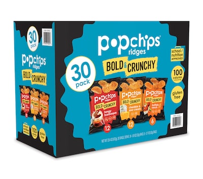 popchips Ridges Chips, Variety, .8 oz., 30/Carton (SMC94004)