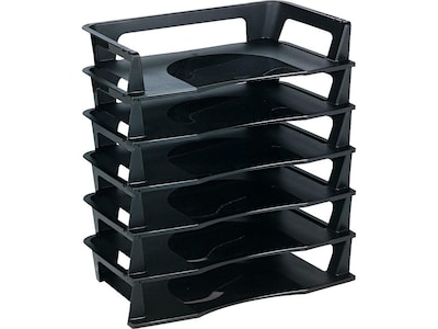 Rubbermaid Regeneration Stackable Side Loading Letter Trays, Letter Size,  Black Plastic, 6/Pack (860 | Quill.com